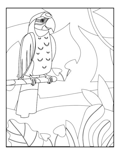 Parrot perched in tropical setting