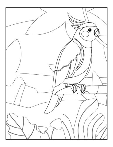 Parrot perched on jungle branch