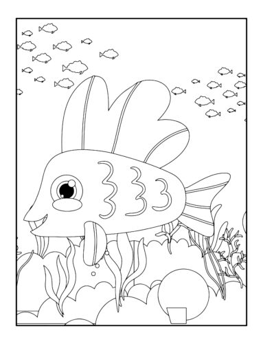 Pufferfish hiding among sea plants