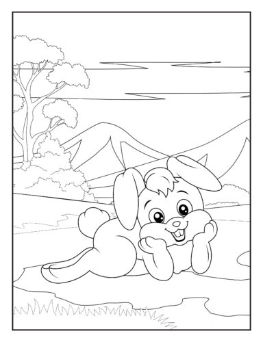 Rabbit hopping through mountain landscape