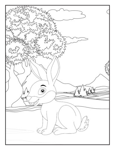 Rabbit in snowy mountain landscape