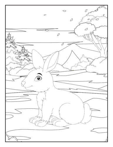 Rabbit in windy autumn landscape