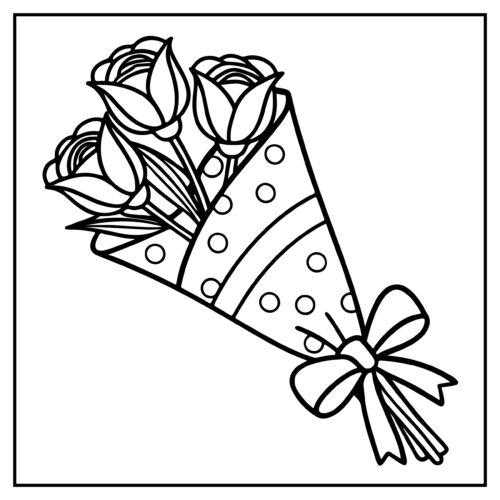 Rose bouquet with decorative ribbon