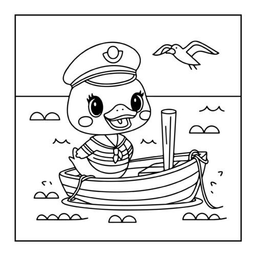 Sailor duck on small boat