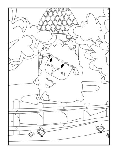 Sheep sitting in wooden tub