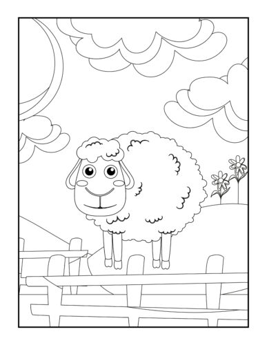 Sheep standing on wooden fence