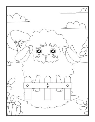 Sheep trapped in wooden stocks