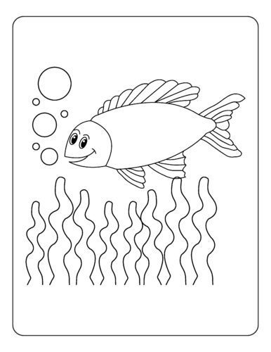 Simple gold fish with flowing seaweed
