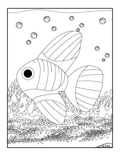Striped fish near coral formations