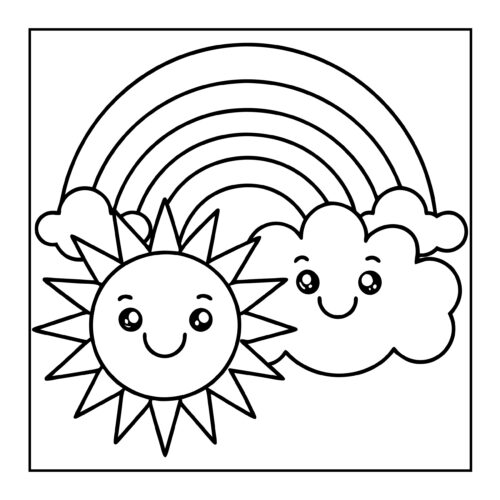 Sun cloud rainbow coloring page