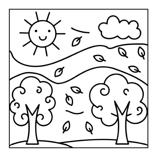 Sunny day with autumn trees