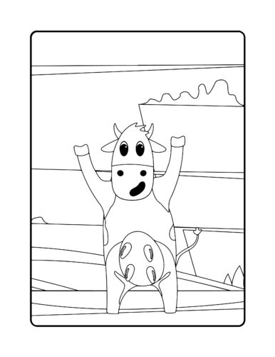 Surprised cow with raised hooves
