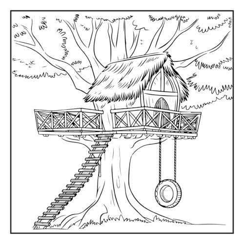 Tree house with rope swing adventure