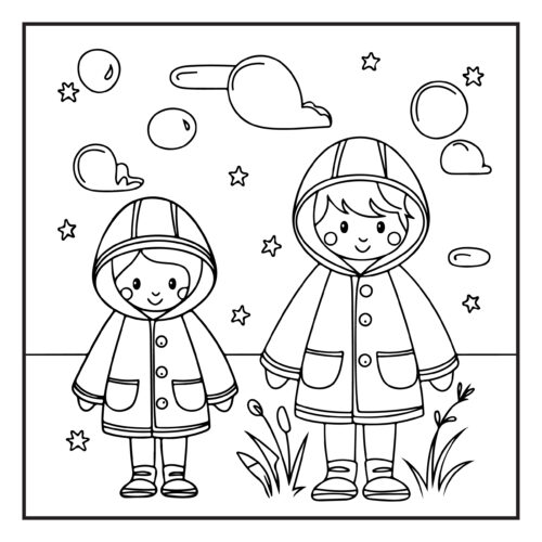 Two children in winter coats