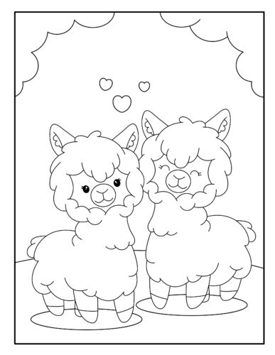 Two cute Llamas with hearts