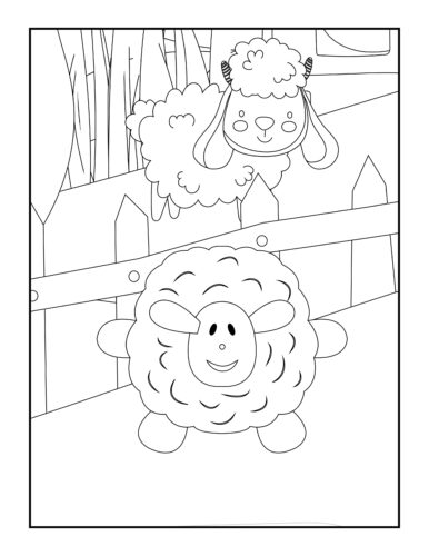 Two sheep on wooden fence