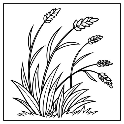 Wheat stalks swaying in field