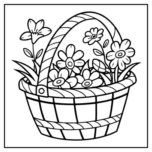 Wicker basket filled with flowers