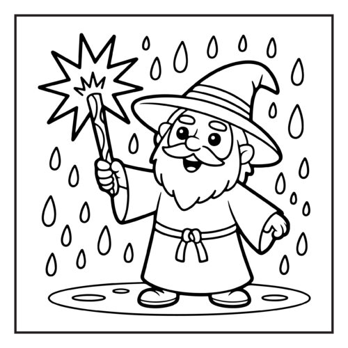 Wizard casting spell in rain