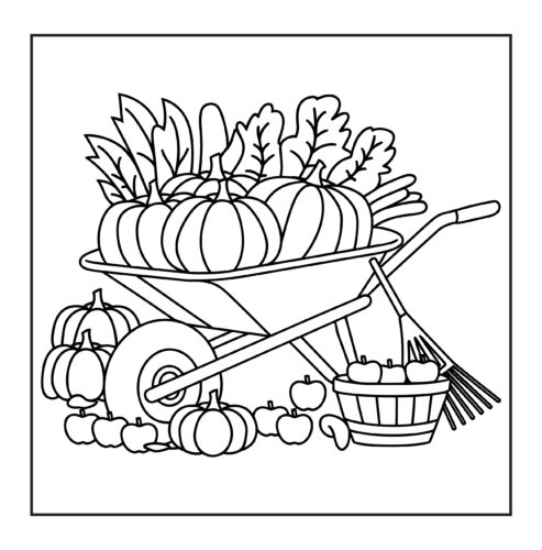 autumn harvest in wooden wheelbarrow