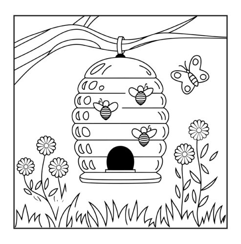 beehive hanging from tree branch
