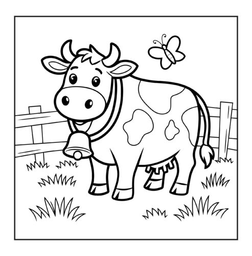 cow in farm pasture scene