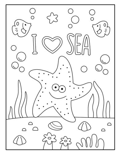 i love sea starfish ocean theme