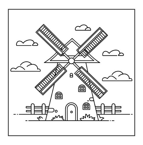 traditional windmill with cloudy sky