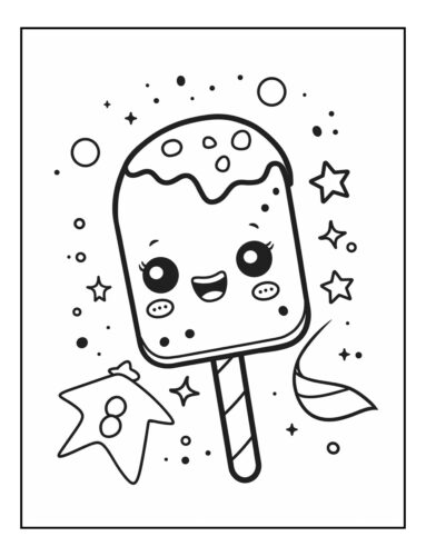 Cute kawaii popsicle with stars