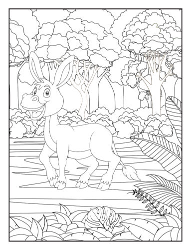 Donkey in tropical forest setting