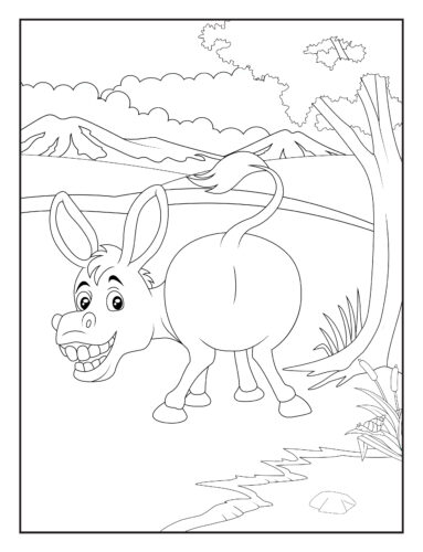 Donkey standing in desert landscape