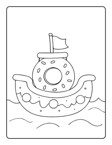 Donut boat sailing on water