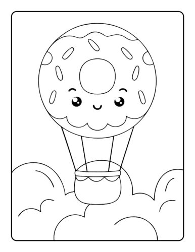 Donut hot air balloon flying