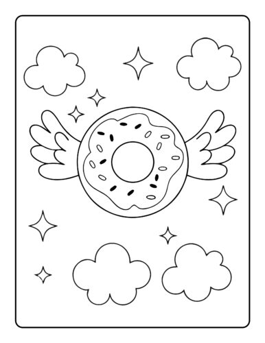 Flying donut with angel wings