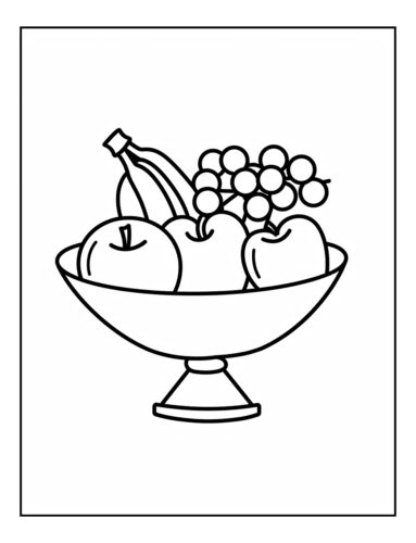 Fruit bowl with bananas grapes