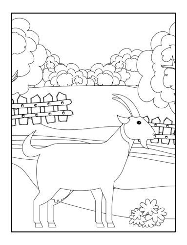 Goat by wooden farm fence