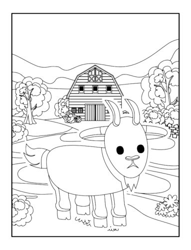 Goat walking near mountain barn