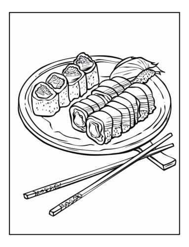 Sushi platter with chopsticks arrangement