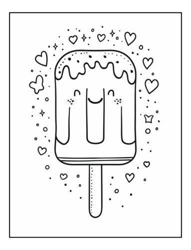 Sweet popsicle with hearts