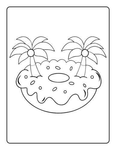 Tropical donut with palm trees
