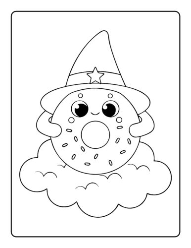 Wizard donut on magical cloud