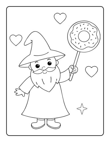 Wizard holding magical donut wand