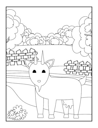 Young goat in farm pasture